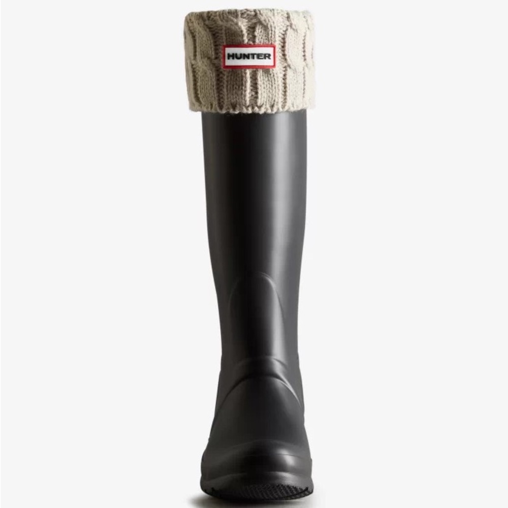 Greige 6 Stitch Cable Knitted Cuff Tall Boot Socks